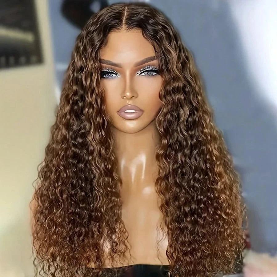 28 30Inch Highlight Wig Human Hair Honey Blonde Brown Lace Front Wigs Deep Curly Human Hair Wig Wave 13x4 Lace Frontal Wigs 200