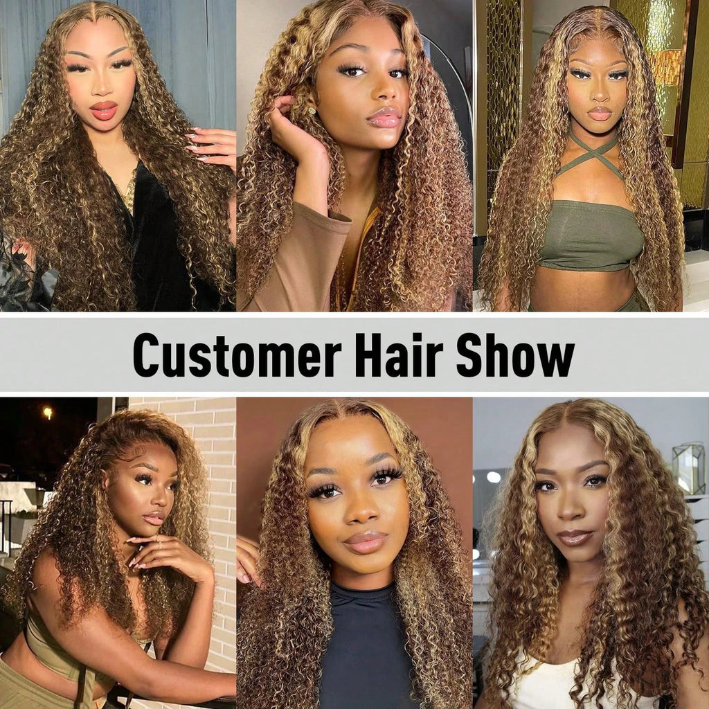28 30Inch Highlight Wig Human Hair Honey Blonde Brown Lace Front Wigs Deep Curly Human Hair Wig Wave 13x4 Lace Frontal Wigs 200