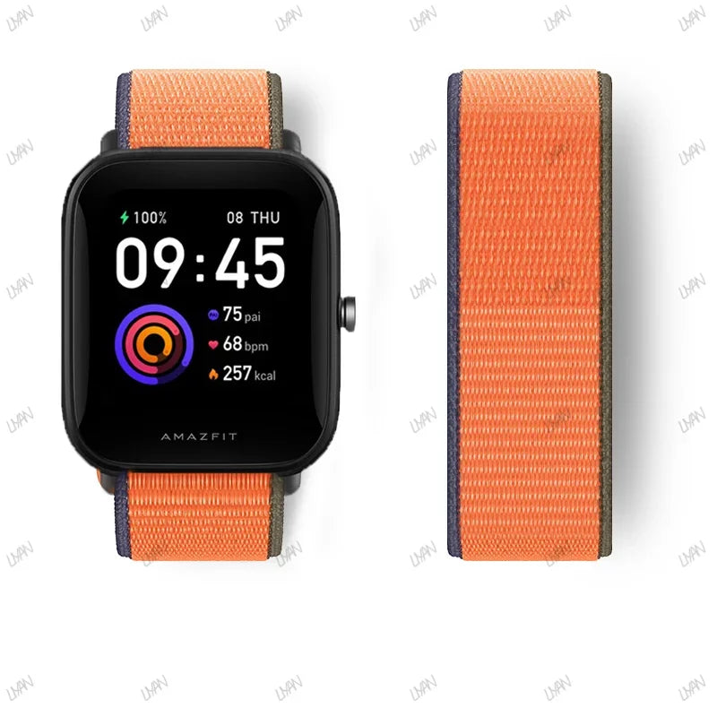20mm/22mm watch band For Amazfit GTR/GTS 4-3-2-2e/GTR 42mm-47mm/bip-U-S-lite Nylon Loop strap sport correa amazfit gts 4-2 mini