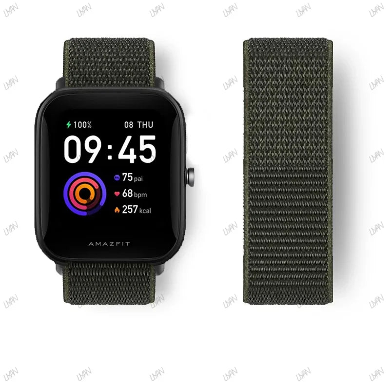20mm/22mm watch band For Amazfit GTR/GTS 4-3-2-2e/GTR 42mm-47mm/bip-U-S-lite Nylon Loop strap sport correa amazfit gts 4-2 mini