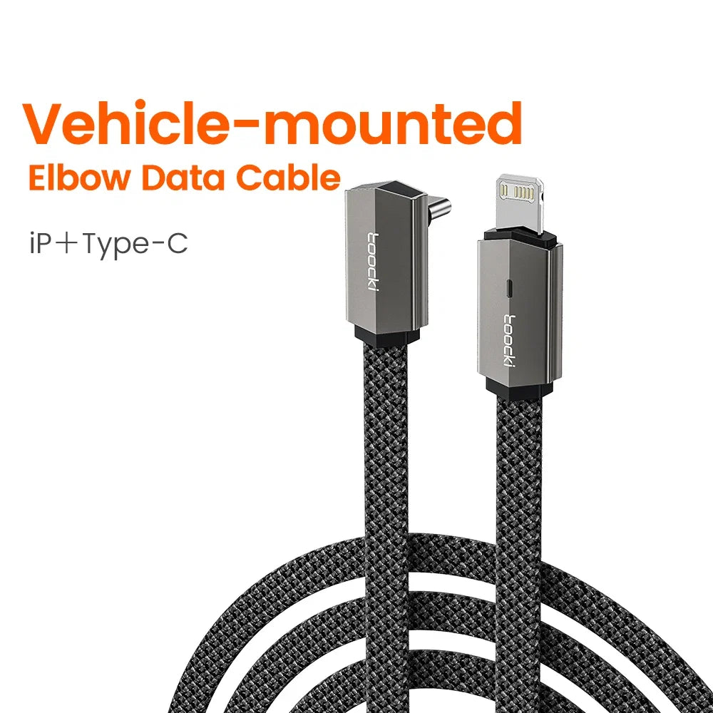 Toocki 90 Degree Elbow Dual Type C to Lighting Data Cable 60W Rapid Flash Charging PD USB C Fast Charge Cord For Iphone POCO