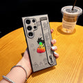 Luxury electroplate Hand rope Leather Case For Samsung S24Ultra  S23Ultra  S24 Plus Lens Protection Bumper Phone Cover