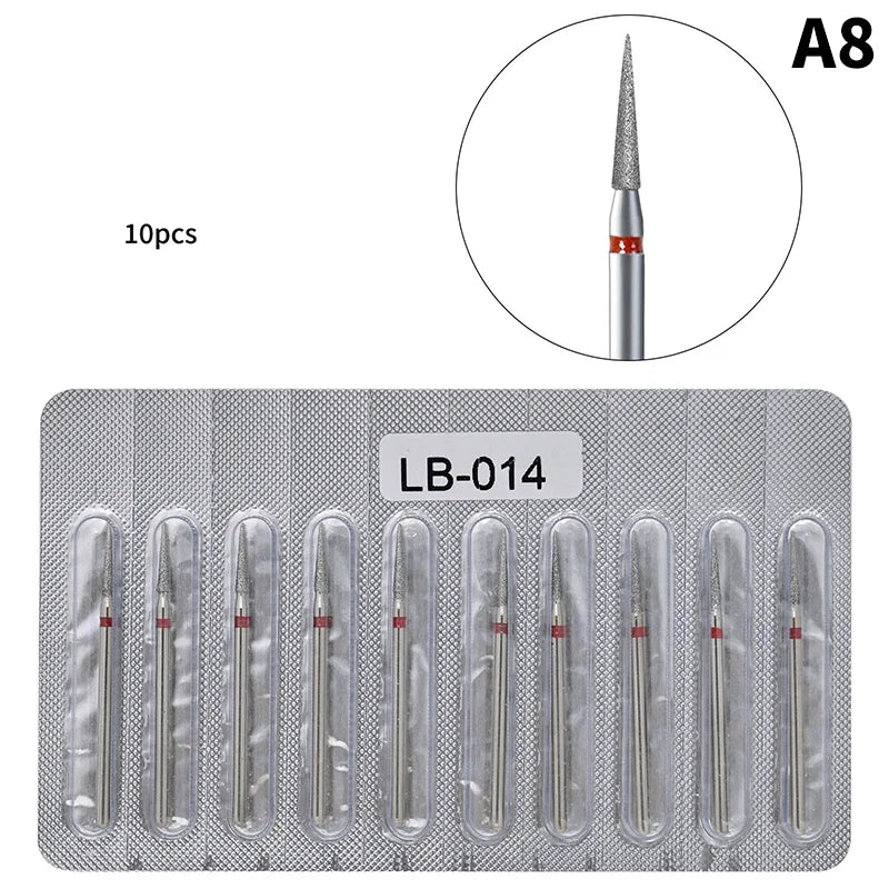 10Pcs Diamond Milling Cutter For Manicure Electric Nail Drill Bits Accessory Pedicure Machine Nail File Gel Remover Tool