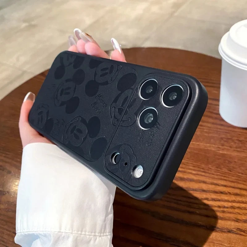 Disney 3D Embossed Mickey Leather Phone Case for iPhone 17/16/15/14/13 Pro Max