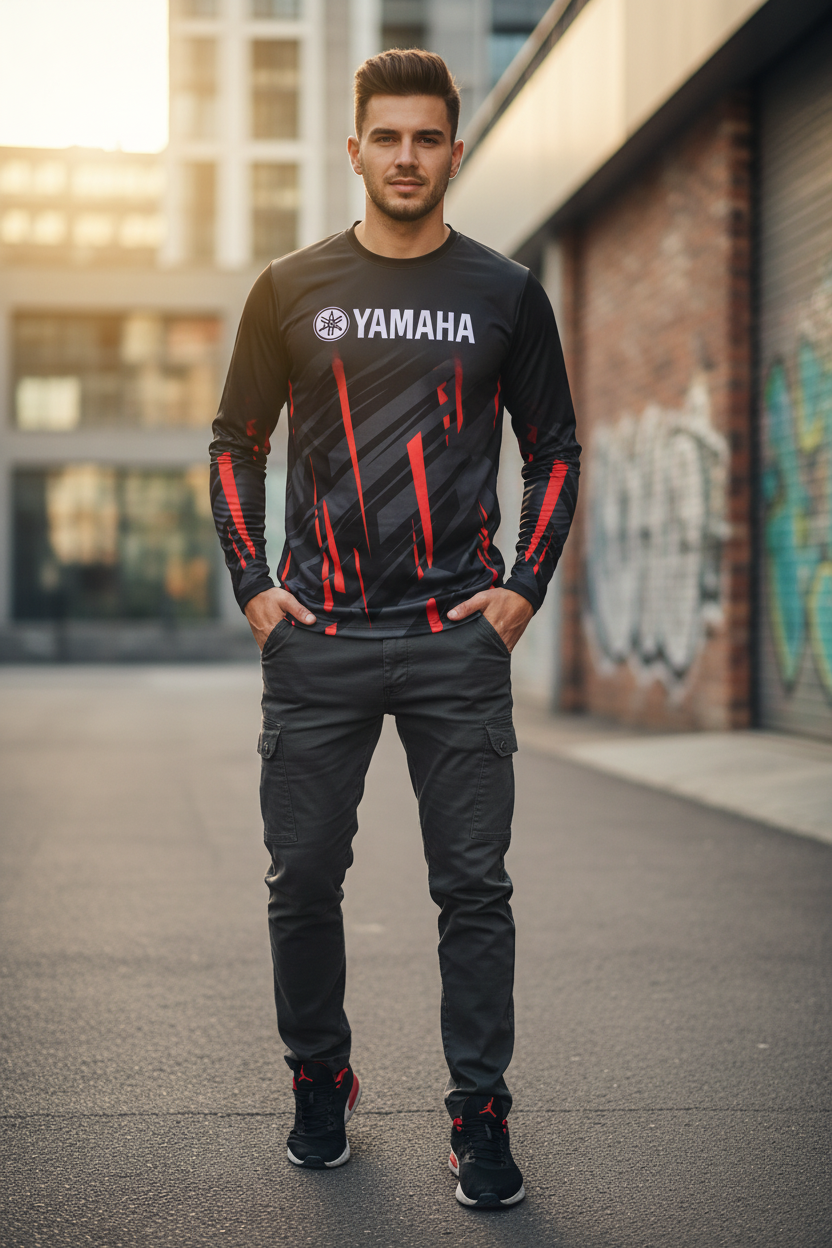 2026 Yamaha Design New Racing Cycling Suit - Men’s Off-Road Motorcycle Sports Fast Drying Long Sleeved Loose Jersey