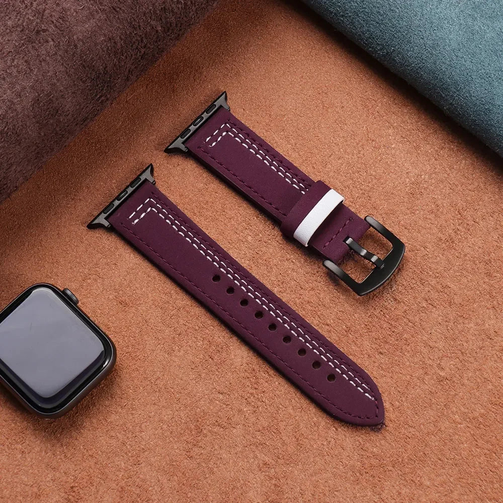 Leather loop strap For Apple watch band 45mm Ultra 49mm 41mm 42mm 38mm 41 44 45 mm bracelet iWatch series 9 8 7 3 4 5 6 se 40mm