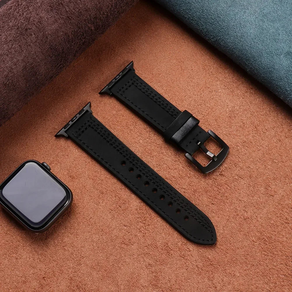 Leather loop strap For Apple watch band 45mm Ultra 49mm 41mm 42mm 38mm 41 44 45 mm bracelet iWatch series 9 8 7 3 4 5 6 se 40mm