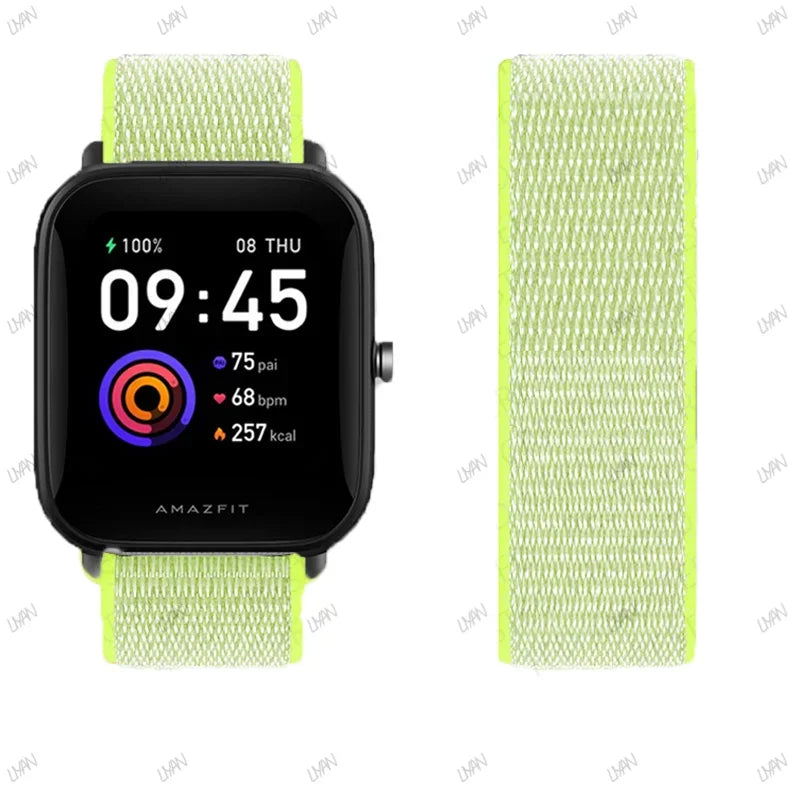 20mm/22mm watch band For Amazfit GTR/GTS 4-3-2-2e/GTR 42mm-47mm/bip-U-S-lite Nylon Loop strap sport correa amazfit gts 4-2 mini