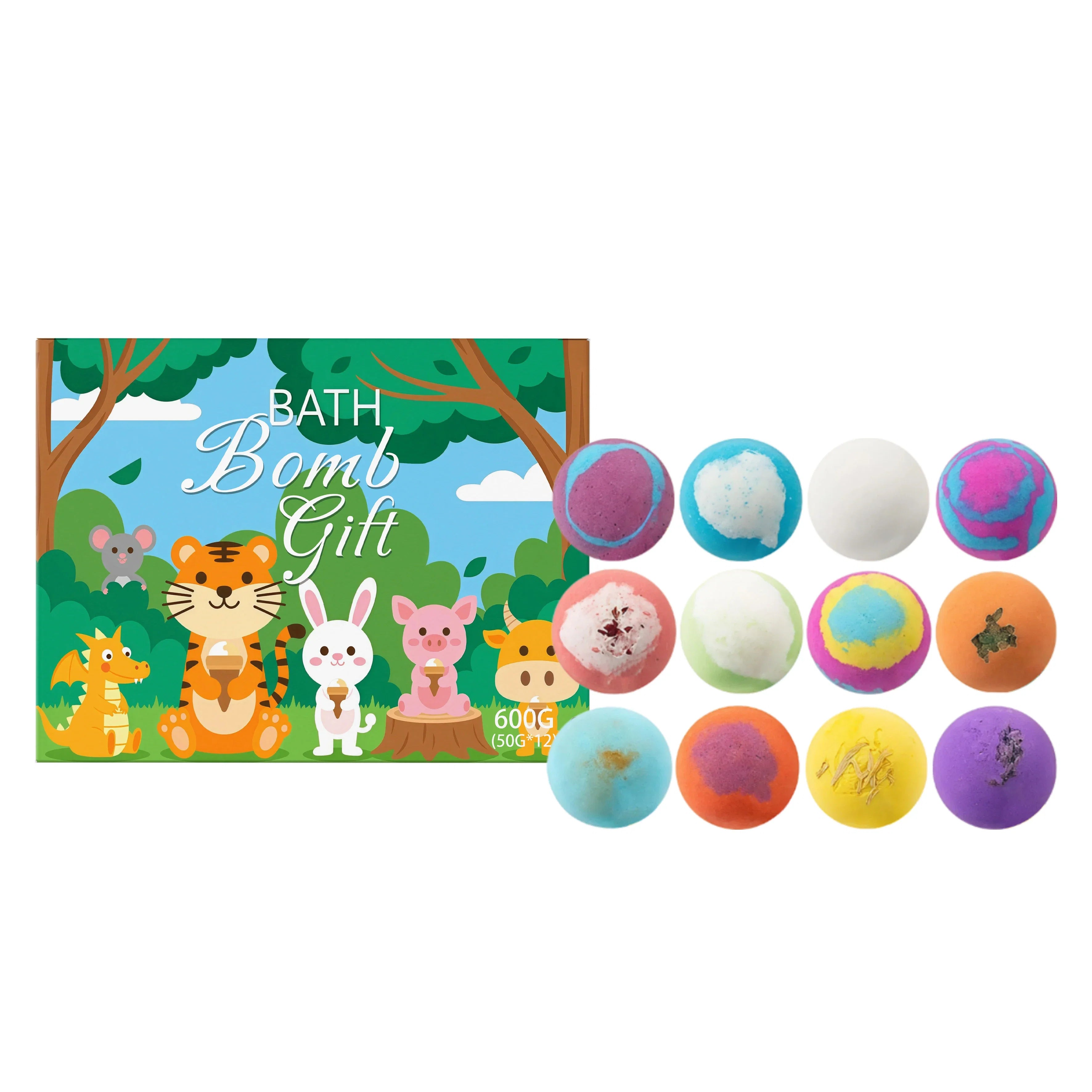 12pcs Bath Bombs Set with Surprise Toys Inside Natural Organic Bubble Bath Fizzies Balls Gift for Holiday Gift Set