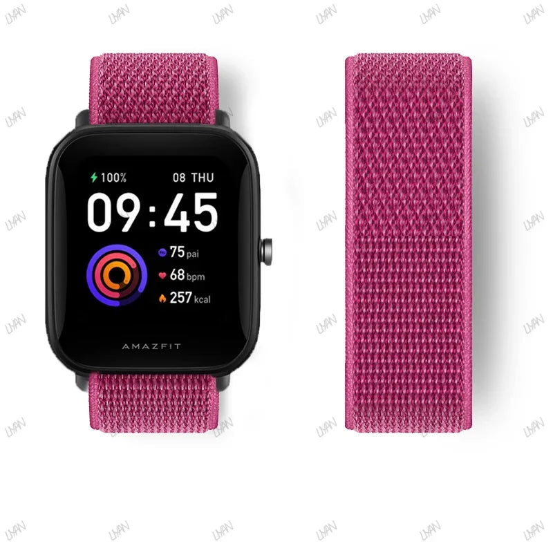 20mm/22mm watch band For Amazfit GTR/GTS 4-3-2-2e/GTR 42mm-47mm/bip-U-S-lite Nylon Loop strap sport correa amazfit gts 4-2 mini