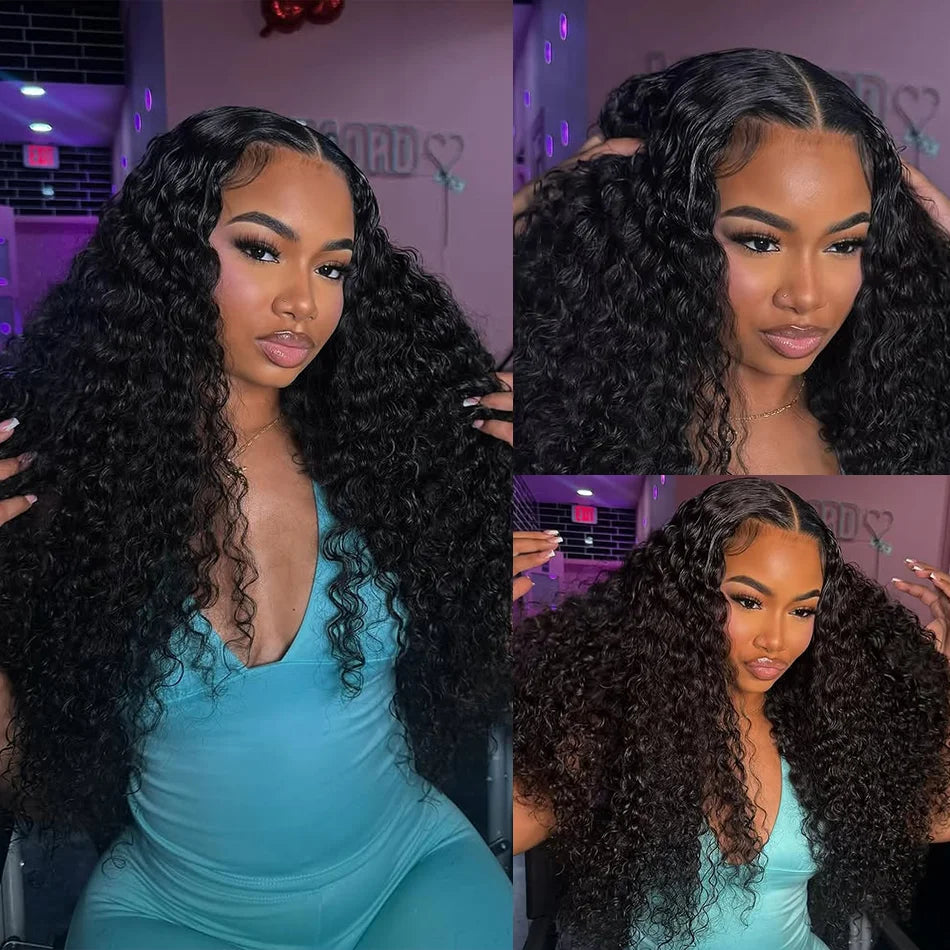 40 Inch 250% Natural Black Deep Wave Remy Human Hair Wigs 13x6 Lace Front Human Hair Wigs Transparent 13x4 HD Lace Frontal Pre Plucked 5x5 Glueless Curly Thick Ends