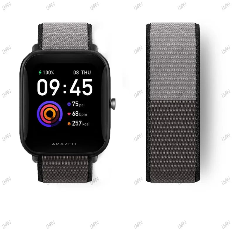 20mm/22mm watch band For Amazfit GTR/GTS 4-3-2-2e/GTR 42mm-47mm/bip-U-S-lite Nylon Loop strap sport correa amazfit gts 4-2 mini