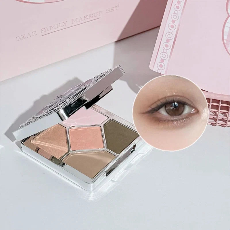 ART VALUE 7PC Makeup Sets Include 3 Colors Matte Lip Mud,1 Pressed Powder,1 Blush,1 Eyes Palette,1 Necklace Beauty Makeup Sets
