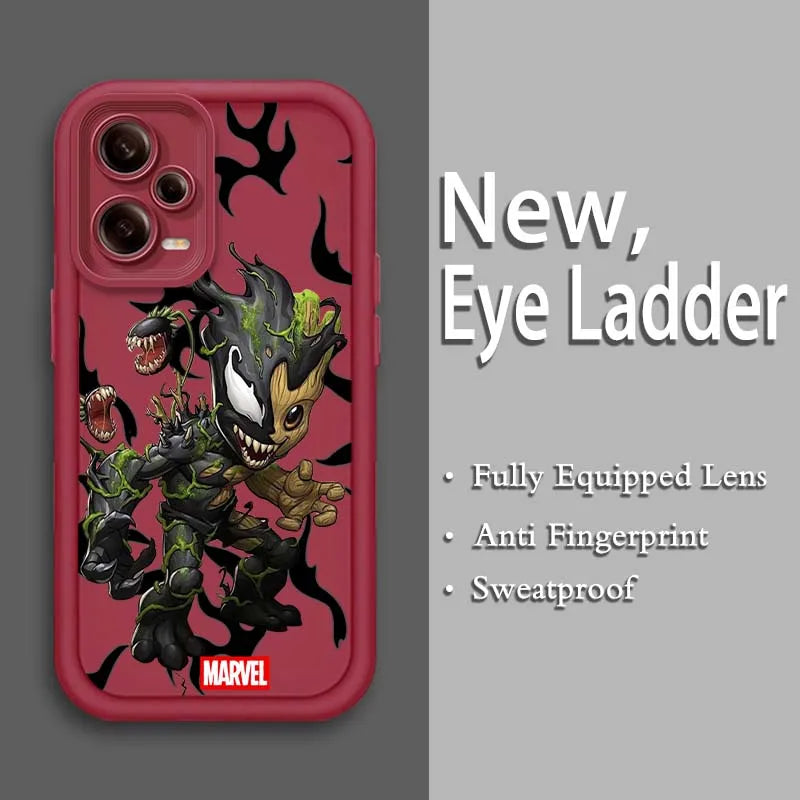 Marvel Groot Spider-Man Art For Xiaomi Redmi Note 14 13 13R 12 12R 11 11E 11T 11S Pro Plus 4G 5G Eye Ladder Soft Phone Case
