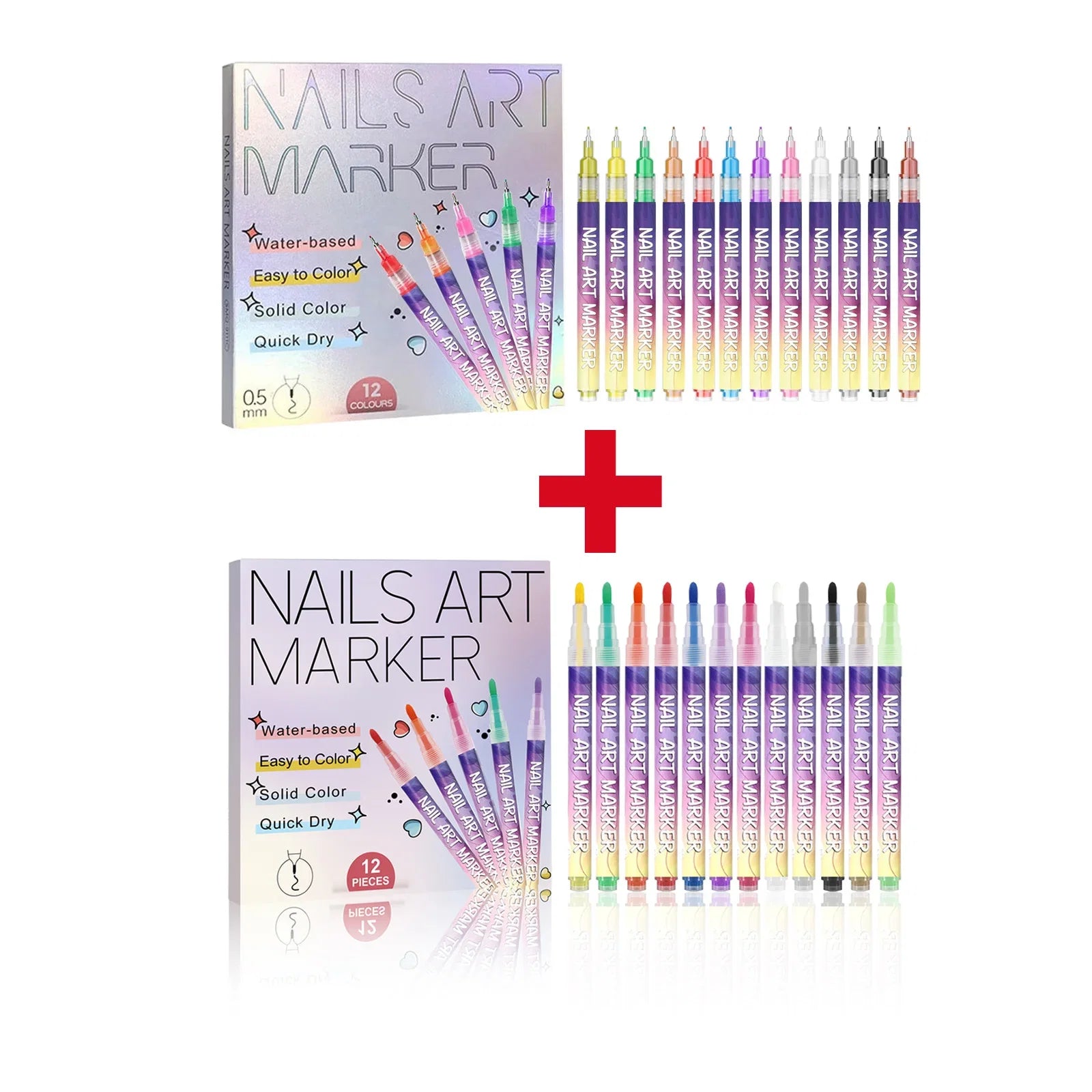 12pcs/Set Nail Art Graffiti Pen DIY Nail Art Painting Pens Abstract Lines Fine Design Multi-Color Drawing Nail Painting Tools