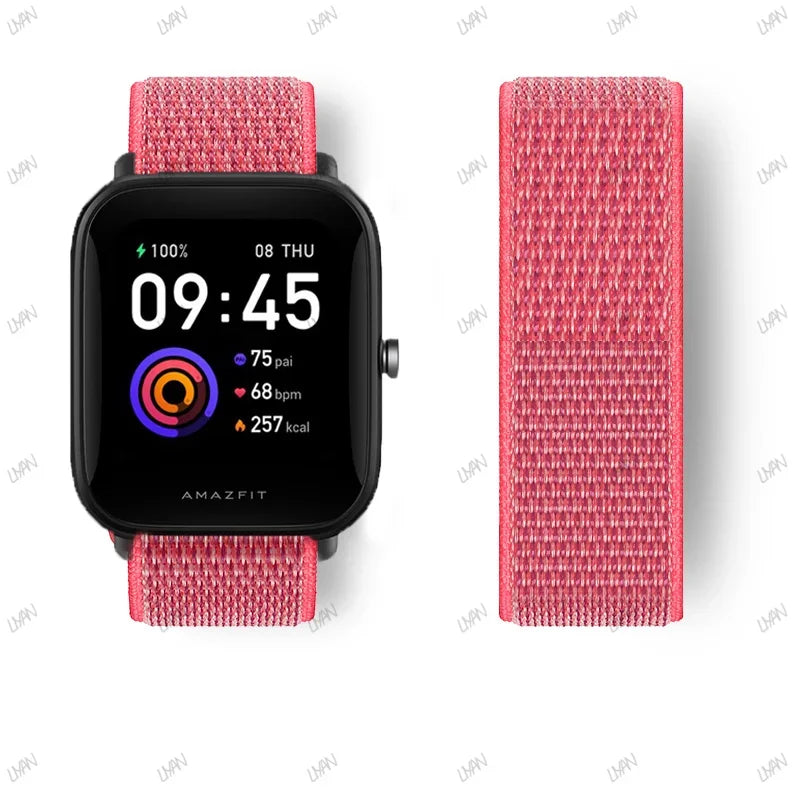 20mm/22mm watch band For Amazfit GTR/GTS 4-3-2-2e/GTR 42mm-47mm/bip-U-S-lite Nylon Loop strap sport correa amazfit gts 4-2 mini