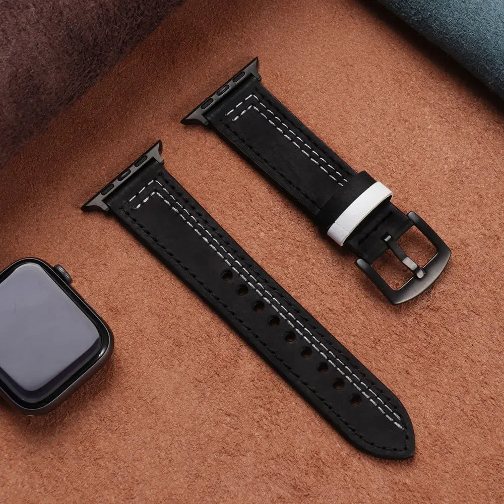 Leather loop strap For Apple watch band 45mm Ultra 49mm 41mm 42mm 38mm 41 44 45 mm bracelet iWatch series 9 8 7 3 4 5 6 se 40mm