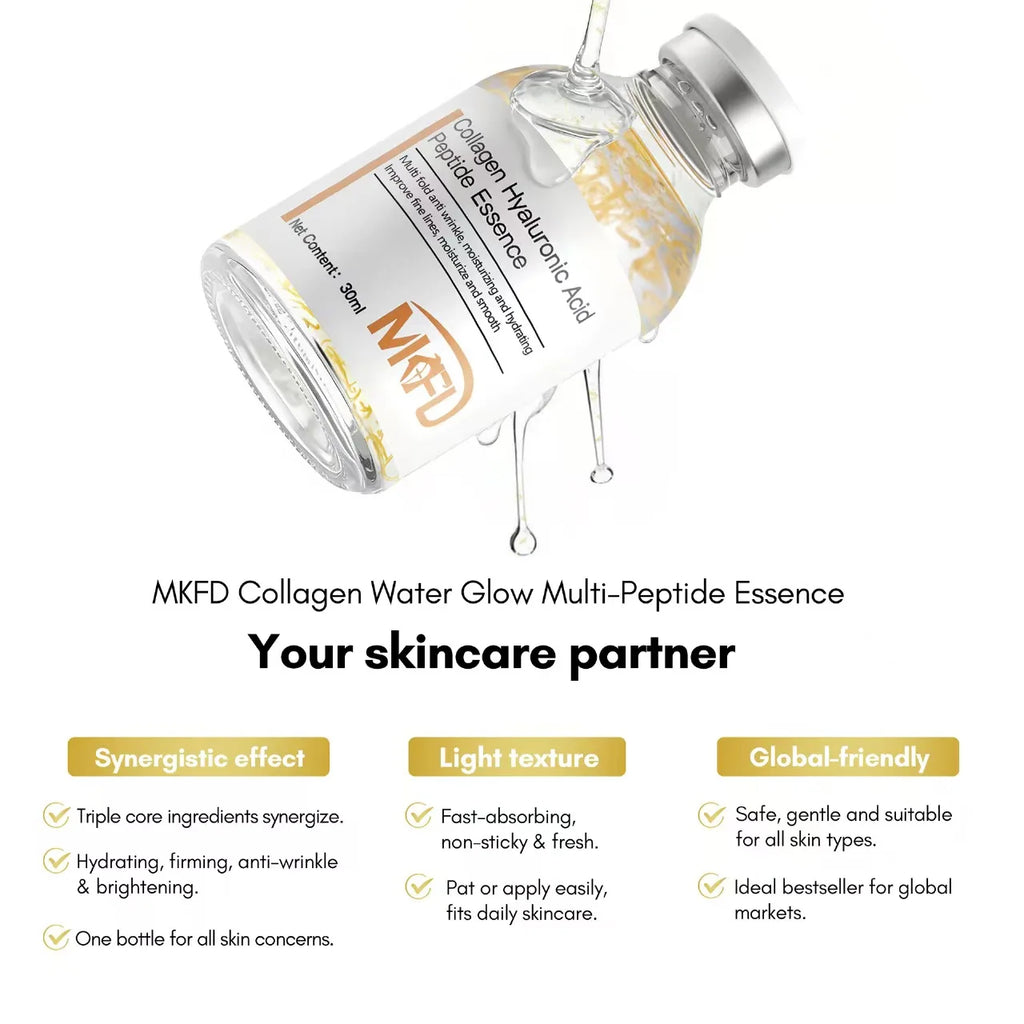 Korean Collagen Silk Peptide Hydrating Ampoule Serum, Intensive Lifting & Elasticity Boost Skin Care for Dry & Dull Skin
