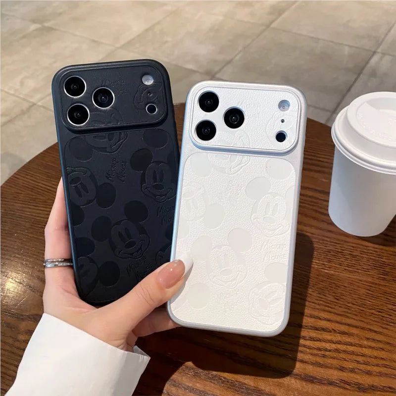 Disney 3D Embossed Mickey Leather Phone Case for iPhone 17/16/15/14/13 Pro Max