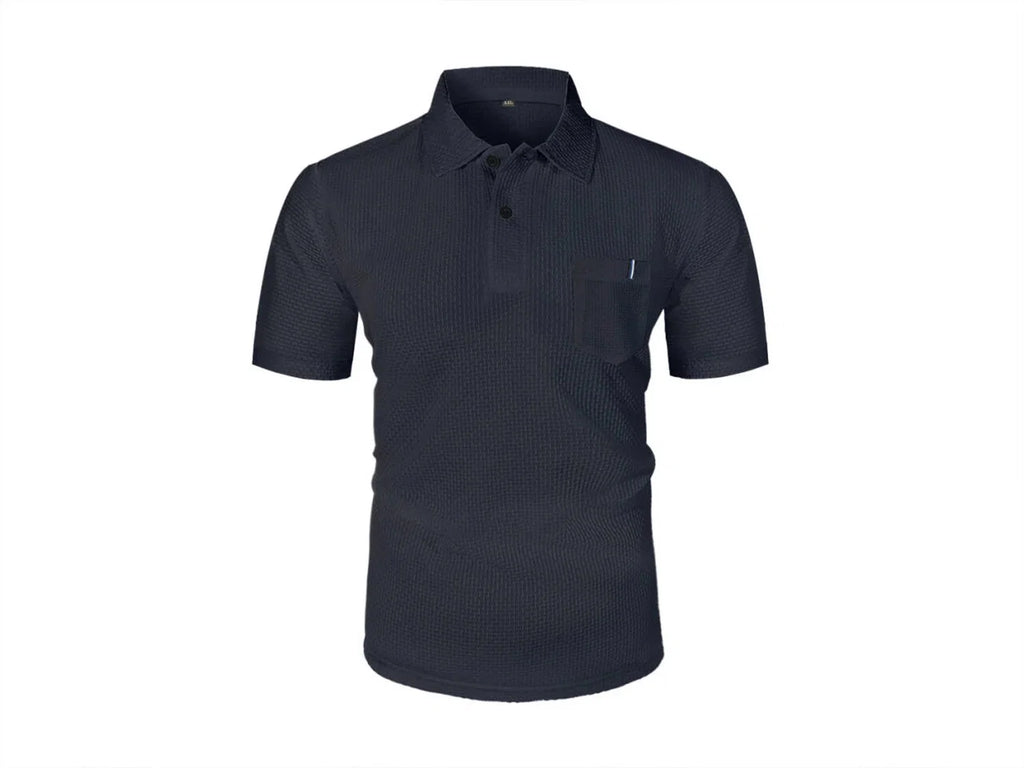 Cool Breeze Men’s Summer Ice Silk Lapel Pocket Polo Shirt