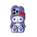 Cute 3D Cartoon Stand Holder Silicone Phone Case For iPhone 16 15 14 13 12 Pro Max Plus Soft Cover