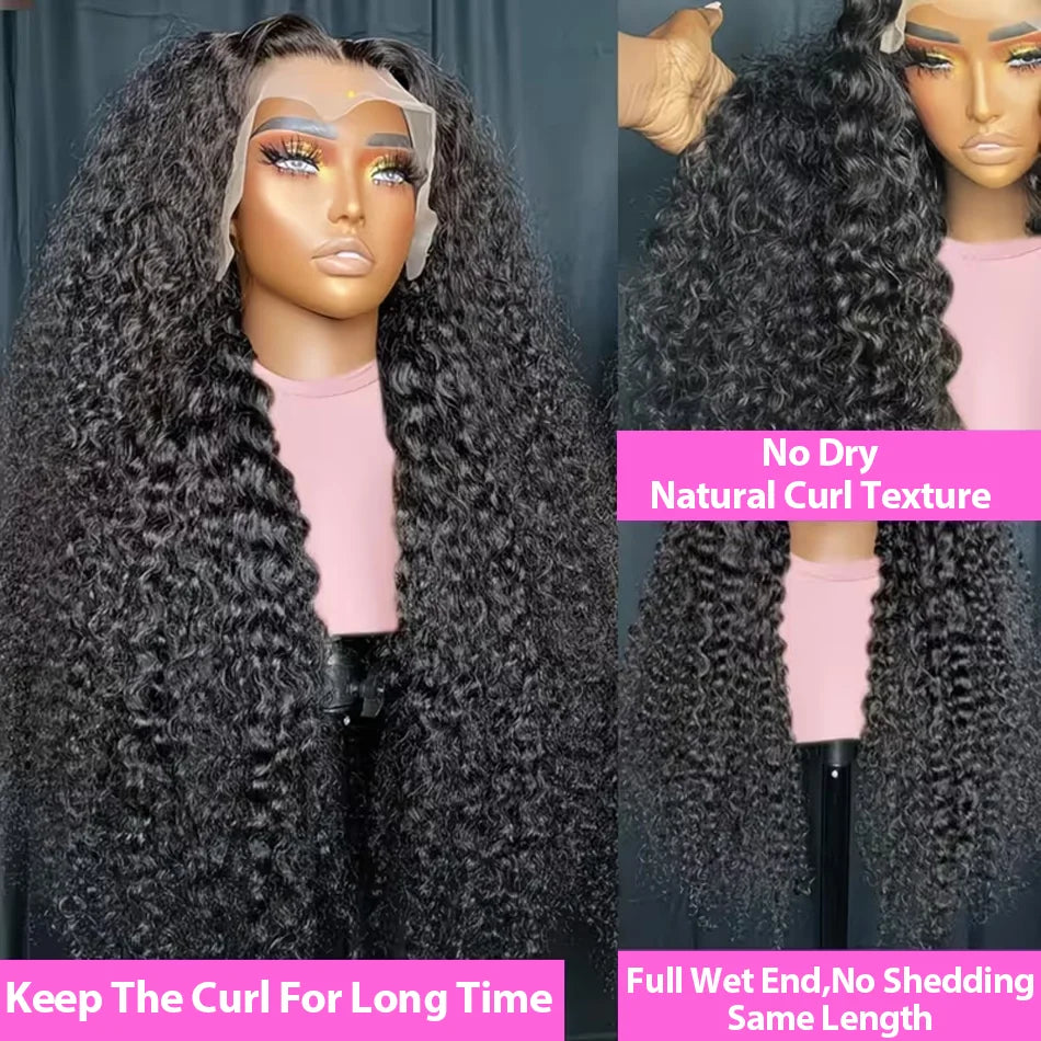 40 Inch 250% Natural Black Deep Wave Remy Human Hair Wigs 13x6 Lace Front Human Hair Wigs Transparent 13x4 HD Lace Frontal Pre Plucked 5x5 Glueless Curly Thick Ends