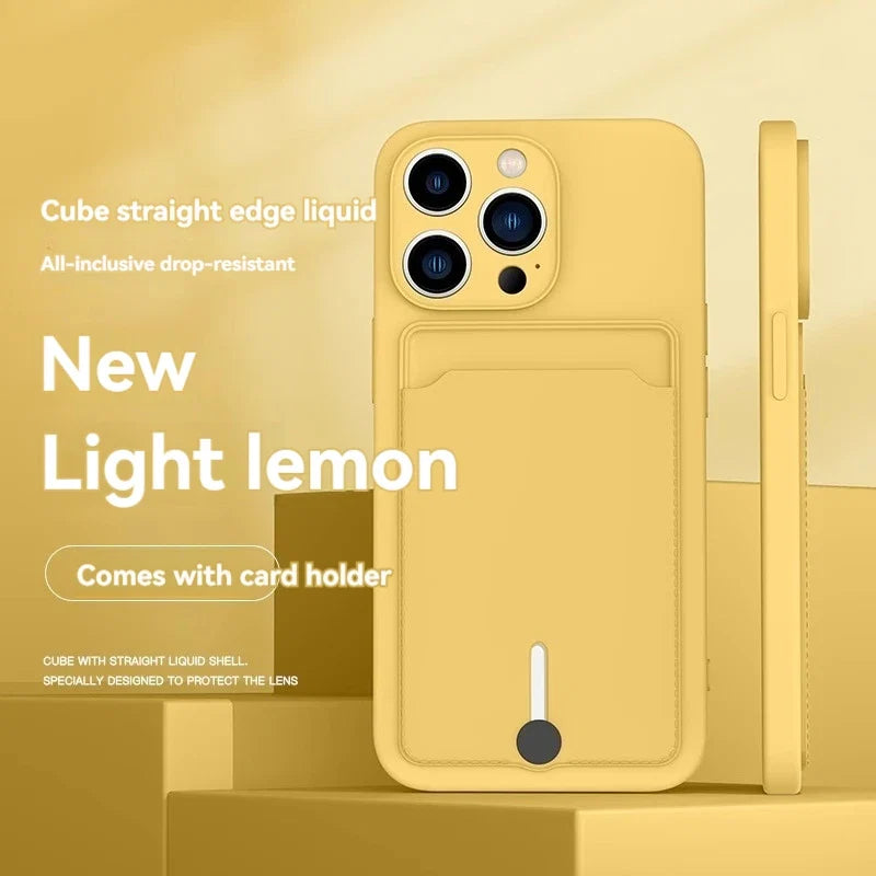 Mobile phone case card slot  for iphone 16 15 14 13 12 11 pro max mini plus silicone  soft tpu Credit card  bag cover case