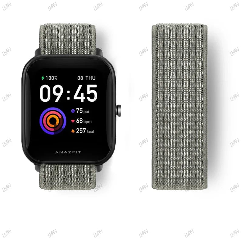 20mm/22mm watch band For Amazfit GTR/GTS 4-3-2-2e/GTR 42mm-47mm/bip-U-S-lite Nylon Loop strap sport correa amazfit gts 4-2 mini