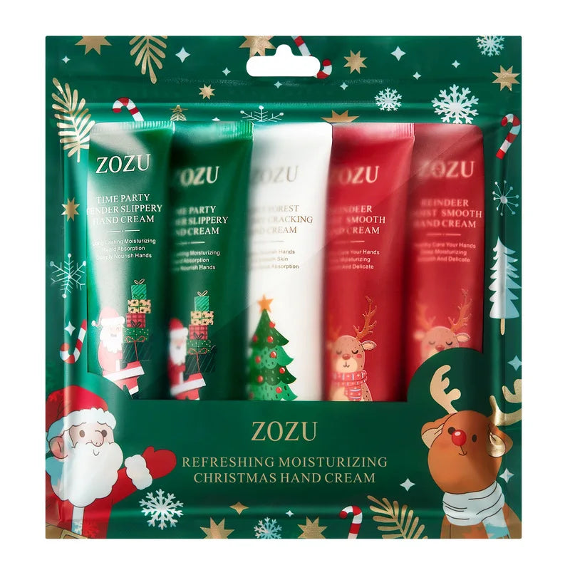 Christmas Gift Box 5-Piece Hand Cream Set, Creamy Texture, Moisturizing Travel-Sized Pack, Durable and Nourishing, Whitening and Smoothing, Women's Hand Care Gift
