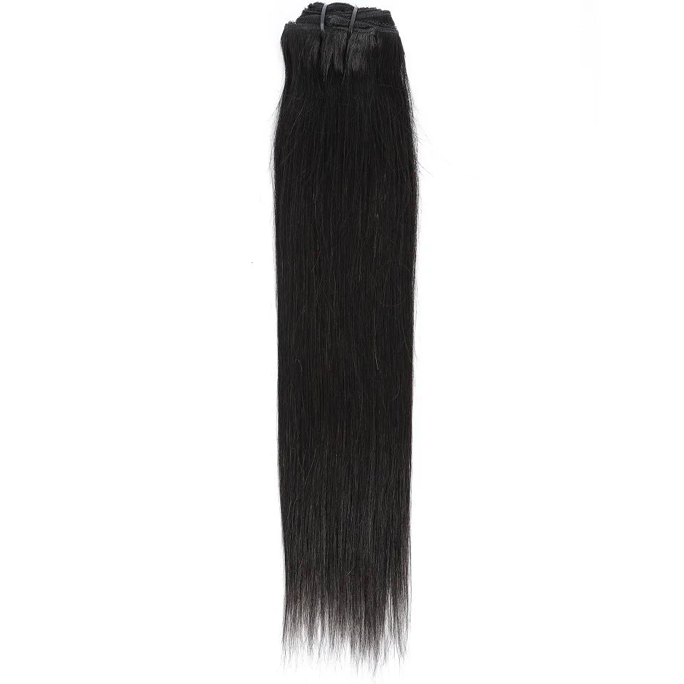 Clip in Hair Extensions Straight Real Human Hair Brazilian Virgin Remy Human Hair Extensions 8pcs with 20 Clips Double Weft for Women Invisible Straight Seamless Clip Ins Hair Extensions Jet Black Natural Soft Silk Straight H