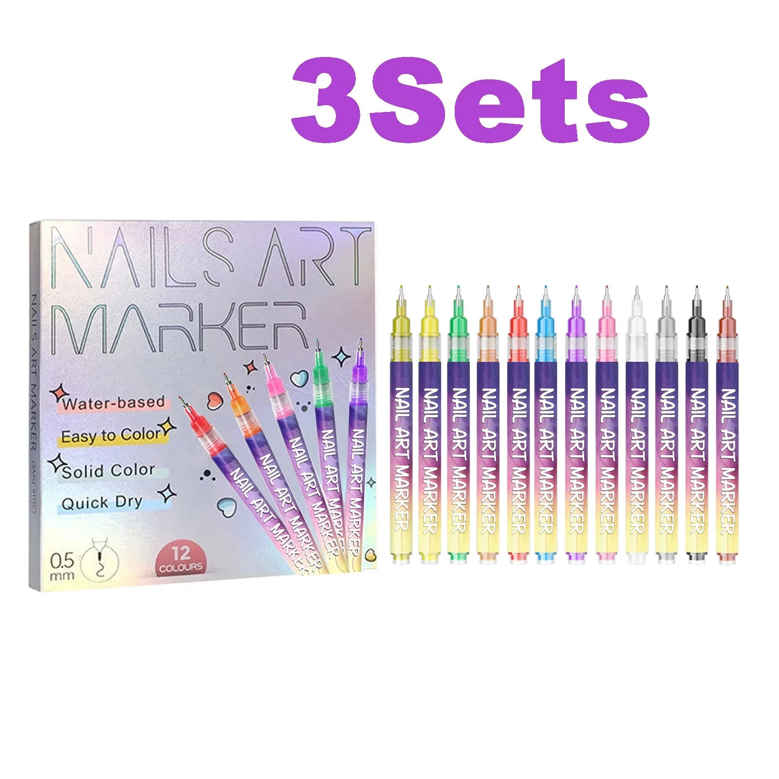 12pcs/Set Nail Art Graffiti Pen DIY Nail Art Painting Pens Abstract Lines Fine Design Multi-Color Drawing Nail Painting Tools