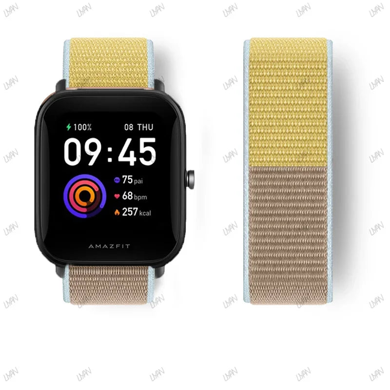 20mm/22mm watch band For Amazfit GTR/GTS 4-3-2-2e/GTR 42mm-47mm/bip-U-S-lite Nylon Loop strap sport correa amazfit gts 4-2 mini