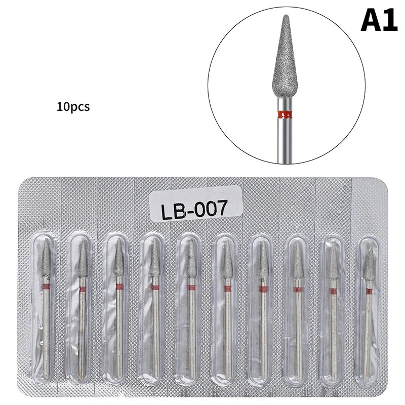 10Pcs Diamond Milling Cutter For Manicure Electric Nail Drill Bits Accessory Pedicure Machine Nail File Gel Remover Tool