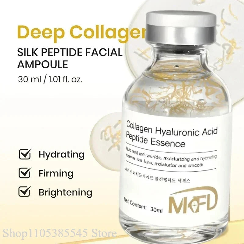 Korean Collagen Silk Peptide Hydrating Ampoule Serum, Intensive Lifting & Elasticity Boost Skin Care for Dry & Dull Skin