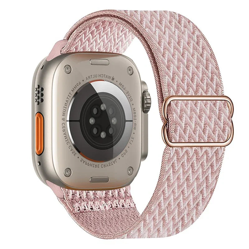 Nylon Band for Apple Watch Straps 44mm 45mm Ultra 2 49mm Series 10 8 7 38/42mm/46mm Elastic Bracelet iWatch 9 6 5 4 3 Se 40/41mm