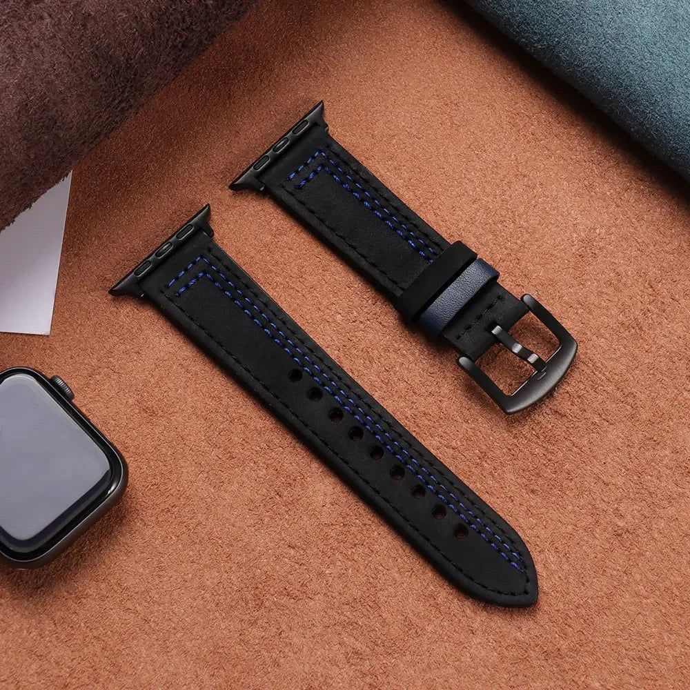 Leather loop strap For Apple watch band 45mm Ultra 49mm 41mm 42mm 38mm 41 44 45 mm bracelet iWatch series 9 8 7 3 4 5 6 se 40mm