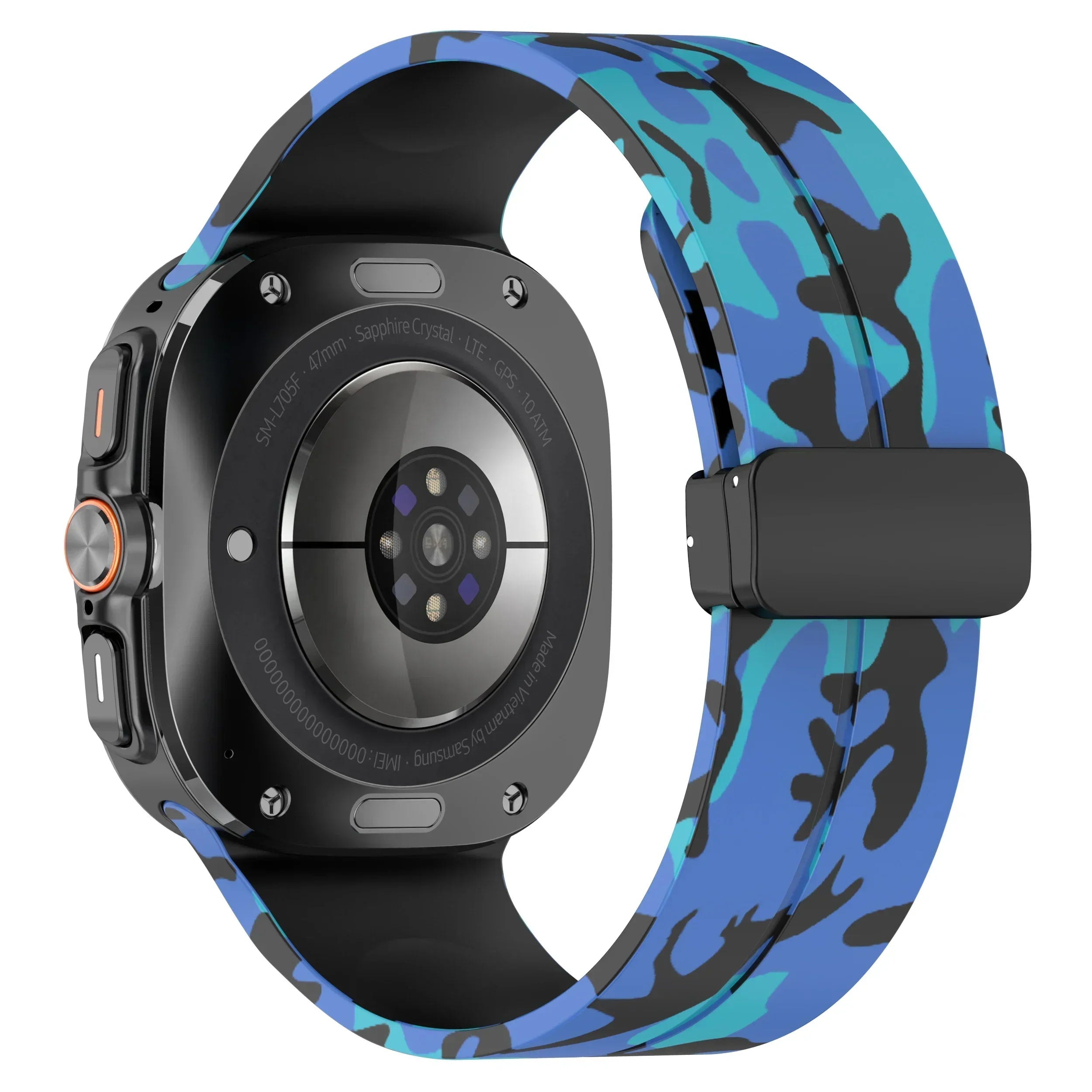 Camouflage Band for Samsung Galaxy Watch Ultra 47mm Silicone Magnetic Bracelet for Galaxy Watch 7 Ultra Replacement Watchband