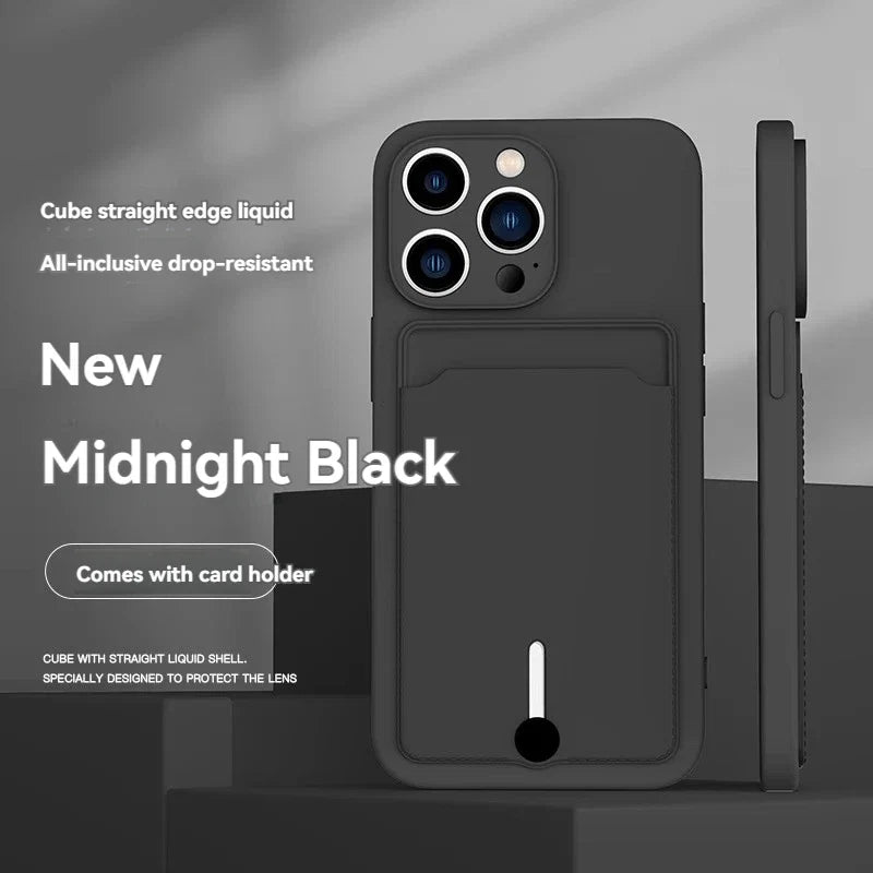Mobile phone case card slot  for iphone 16 15 14 13 12 11 pro max mini plus silicone  soft tpu Credit card  bag cover case