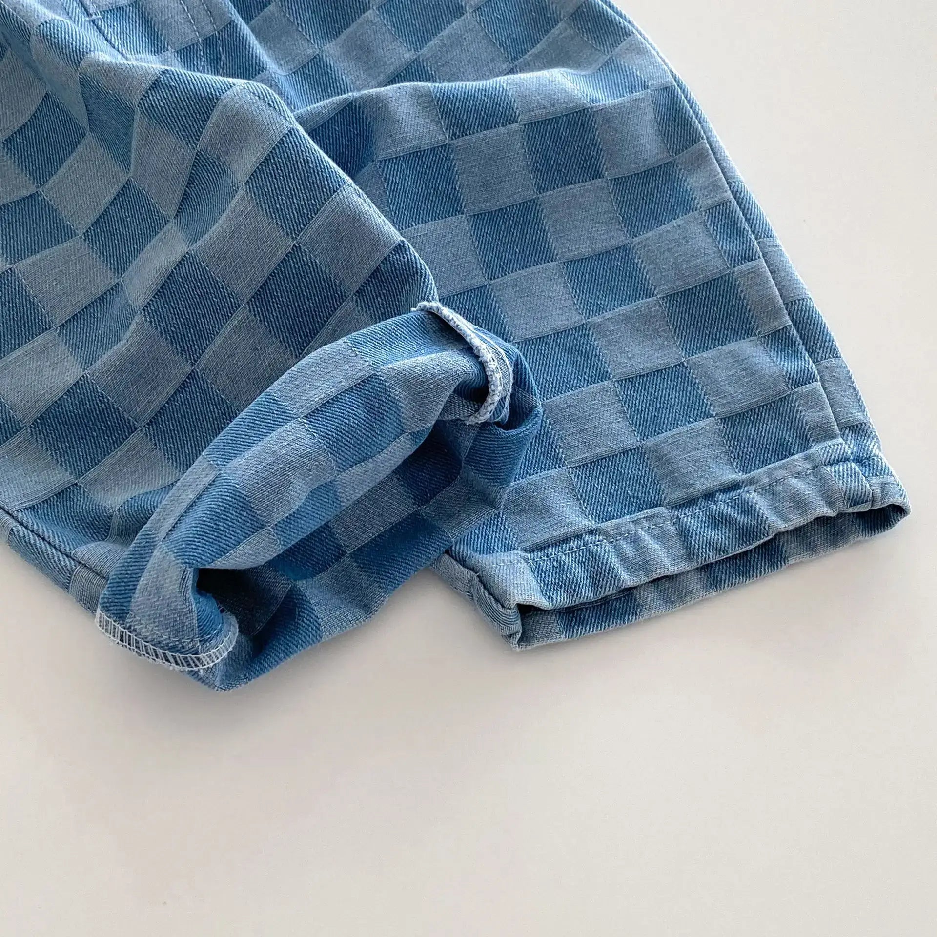 2026 Spring New 1-5Y Children Jeans Boys Denim Pants Mid Waist Girls Trousers Fashion Kids Plaid Pants