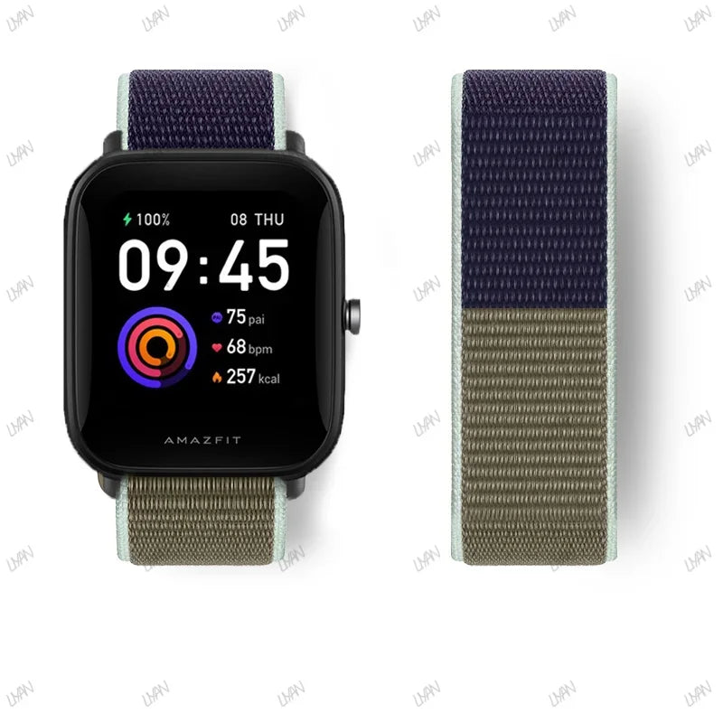 20mm/22mm watch band For Amazfit GTR/GTS 4-3-2-2e/GTR 42mm-47mm/bip-U-S-lite Nylon Loop strap sport correa amazfit gts 4-2 mini