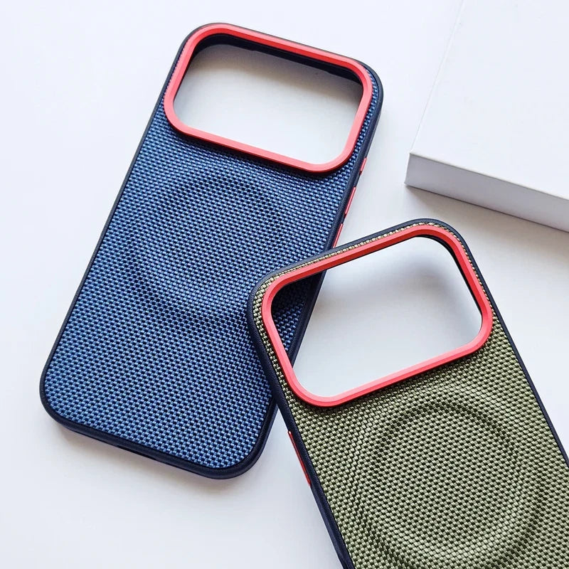 Premium Elegant Magnetic Soft TPU + Nylon Woven Leather Back Case for iPhone 17 Pro Max 17 Air