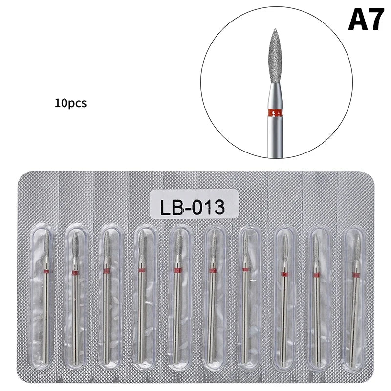 10Pcs Diamond Milling Cutter For Manicure Electric Nail Drill Bits Accessory Pedicure Machine Nail File Gel Remover Tool