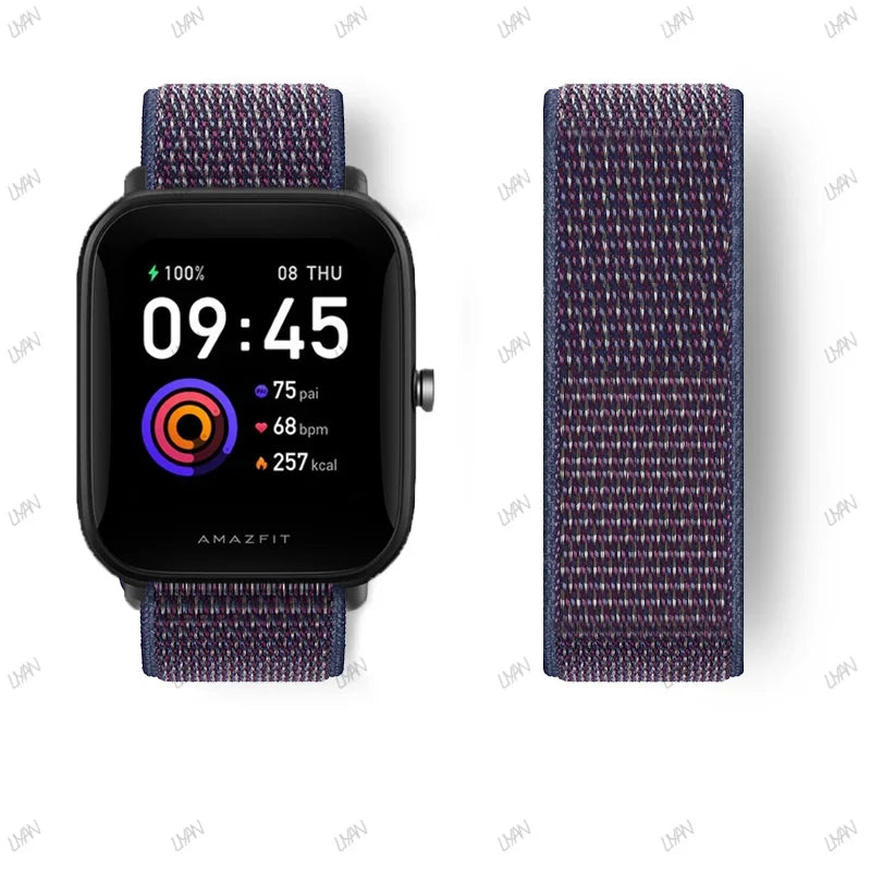 20mm/22mm watch band For Amazfit GTR/GTS 4-3-2-2e/GTR 42mm-47mm/bip-U-S-lite Nylon Loop strap sport correa amazfit gts 4-2 mini