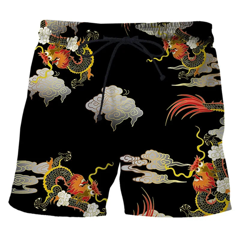 Chinese Dragon 3d Print Swim Trunks For Men Hawaiian Beach Shorts Loose Quick Dry Surf Board Shorts Swimwear Street Short Pants
