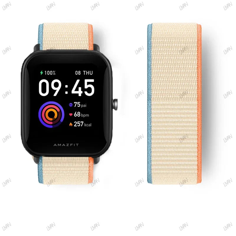 20mm/22mm watch band For Amazfit GTR/GTS 4-3-2-2e/GTR 42mm-47mm/bip-U-S-lite Nylon Loop strap sport correa amazfit gts 4-2 mini