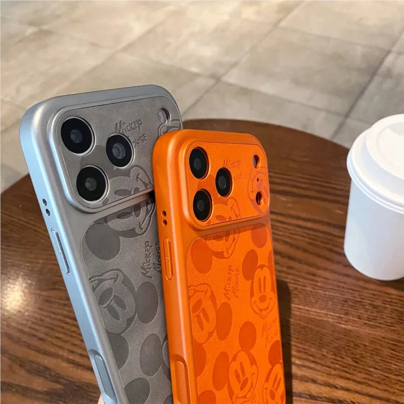 Disney 3D Embossed Mickey Leather Phone Case for iPhone 17/16/15/14/13 Pro Max