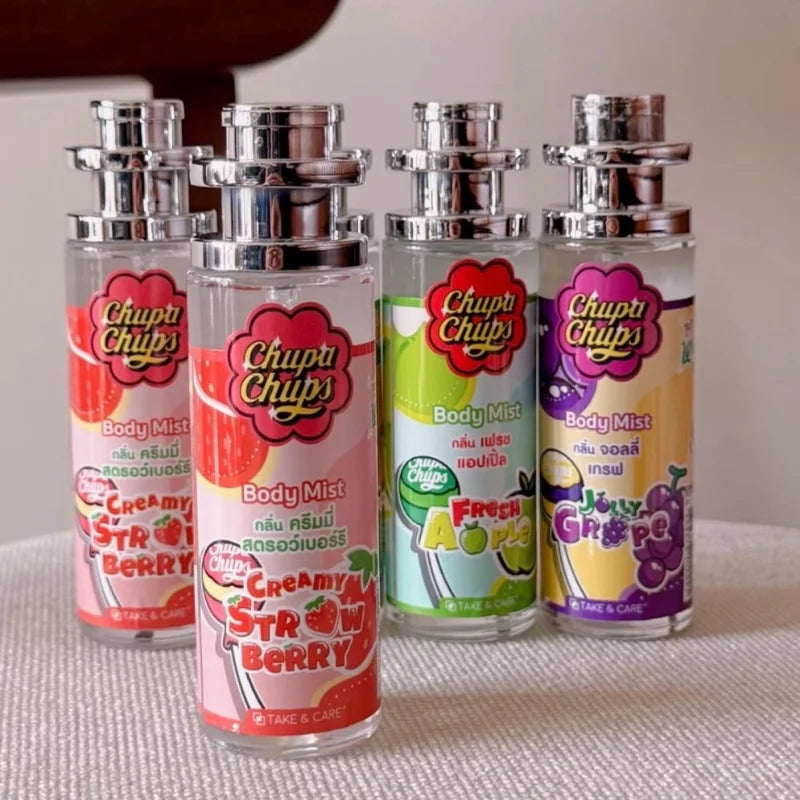 Chupa Chups Body Mist 100ml Refreshing Fruity Fragrance Long-lasting Sweet Scent Melon Apple Grape Berry Flavors Women Perfume