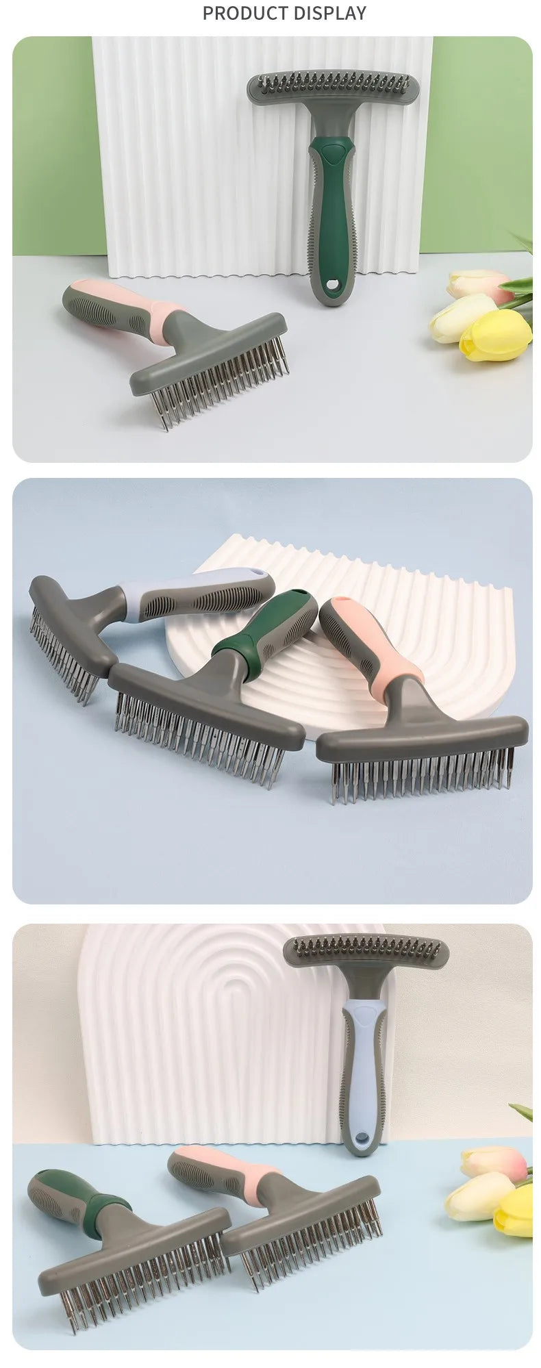 Dog Comb Double Teeth Dog Brush Stainless Steel Combs for Dogs Hair Knot Open Pet Grooming Brush Cat Comb Dog Combs Pet Supplies