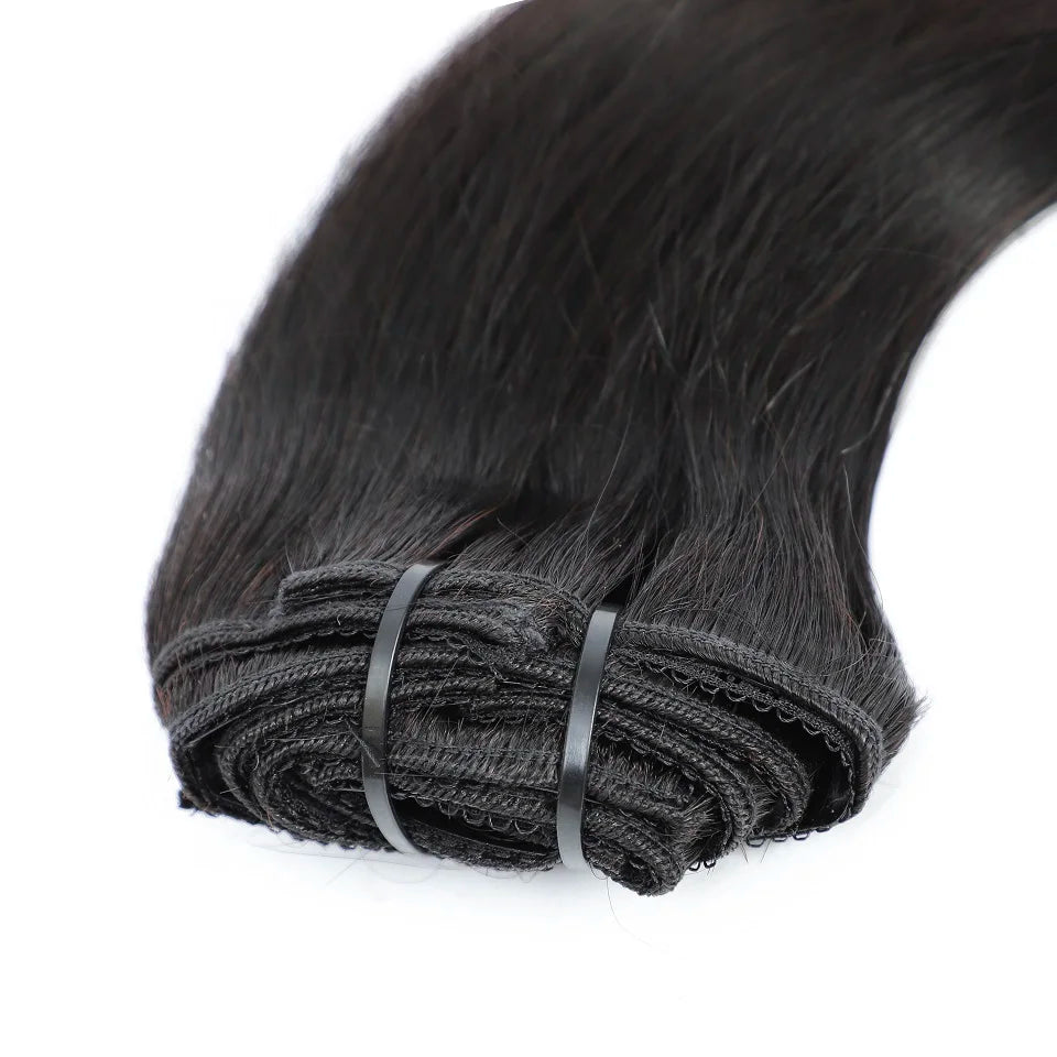 Clip in Hair Extensions Straight Real Human Hair Brazilian Virgin Remy Human Hair Extensions 8pcs with 20 Clips Double Weft for Women Invisible Straight Seamless Clip Ins Hair Extensions Jet Black Natural Soft Silk Straight H