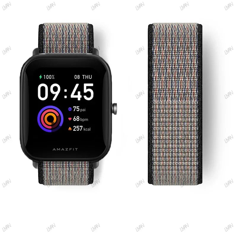 20mm/22mm watch band For Amazfit GTR/GTS 4-3-2-2e/GTR 42mm-47mm/bip-U-S-lite Nylon Loop strap sport correa amazfit gts 4-2 mini